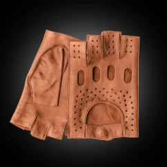 Bezprstové pánske kožené rukavice na riadenie z jahňaciny