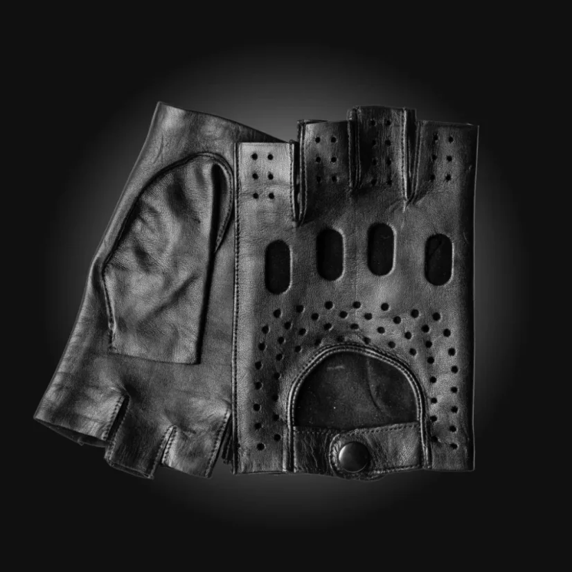 Bezprstové pánske kožené rukavice na riadenie z jahňaciny