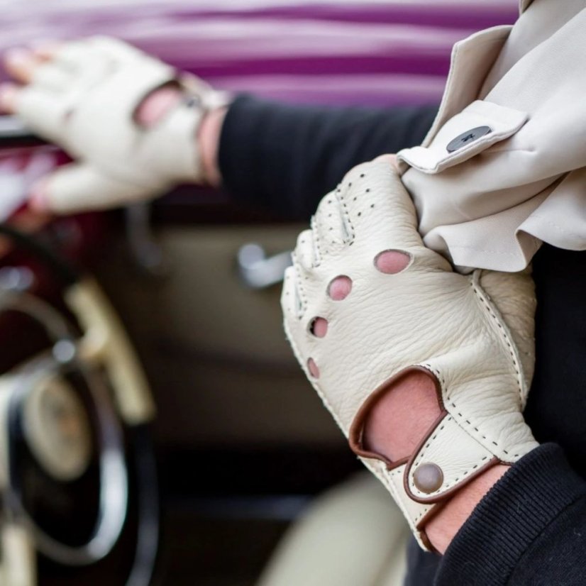 Prémiové ručne šité bezprstové rukavice z amerického jeleňa