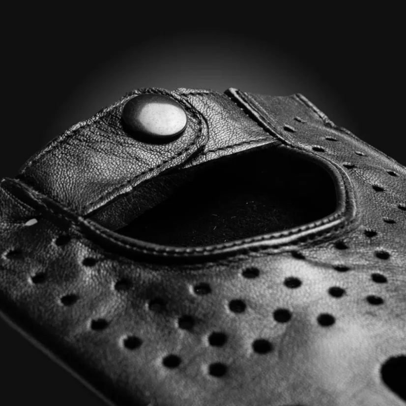 Bezprstové pánske kožené rukavice na riadenie z jahňaciny