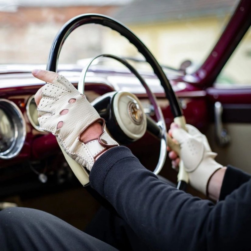 Prémiové ručne šité bezprstové rukavice z amerického jeleňa - Farba: bordová, Veľkosť: 10