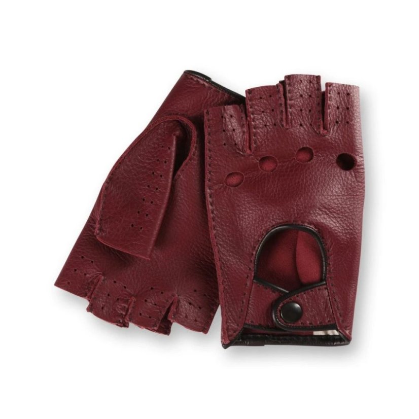 Prémiové ručne šité bezprstové rukavice z amerického jeleňa - Farba: bordová, Veľkosť: 10