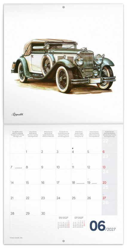 Poznámkový Kalendár Classic Cars - Zapadlík 2027